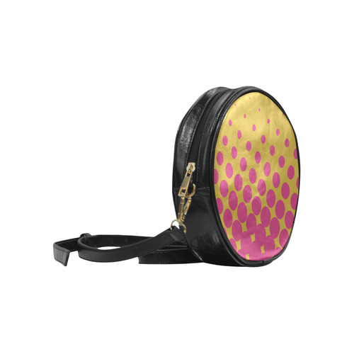 Shoulderbag - Pink Meets Yellow Round Sling Bag (Model 1647)