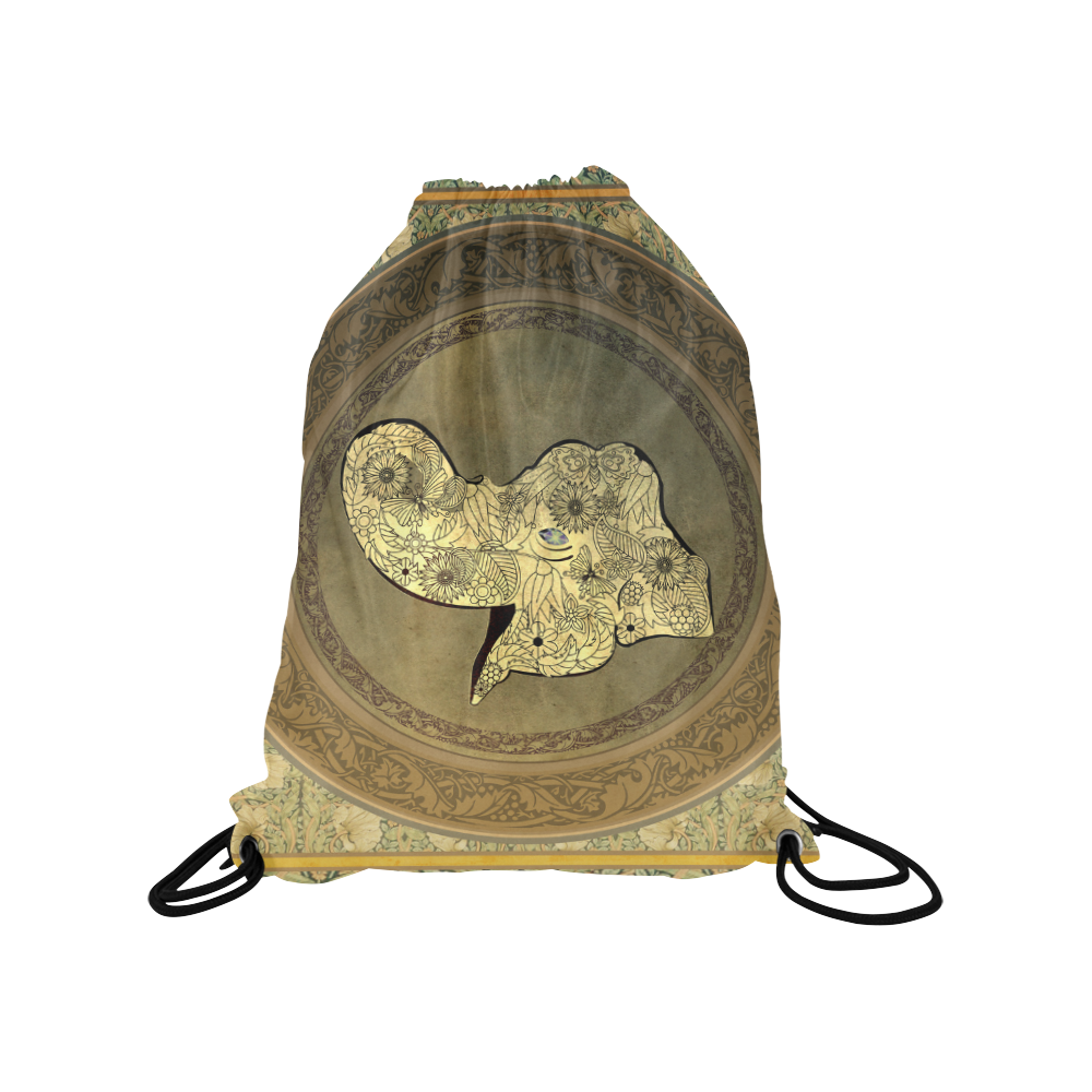 Mandala of cute elephant Medium Drawstring Bag Model 1604 (Twin Sides) 13.8"(W) * 18.1"(H)