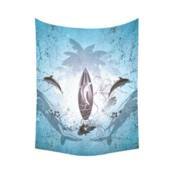 Surfing, surfboard and sharks Cotton Linen Wall Tapestry 60"x 80"