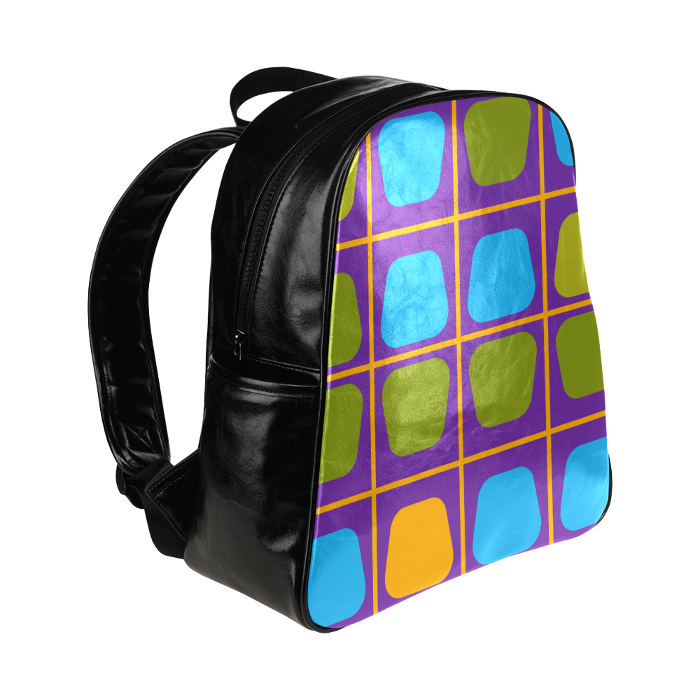 Shapes in squares pattern34 Multi-Pockets Backpack (Model 1636)