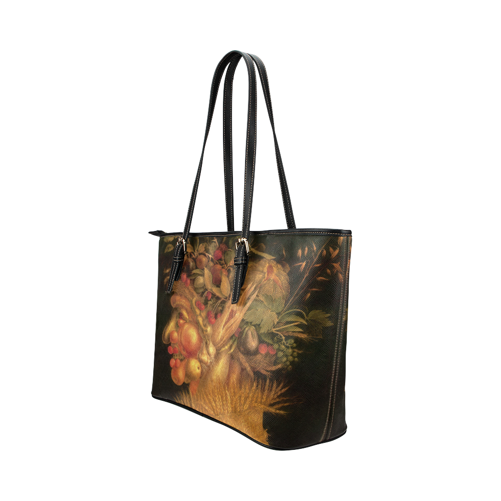 Awesome Painting Summer from Guiseppe Arcimboldo Leather Tote Bag/Large (Model 1651)