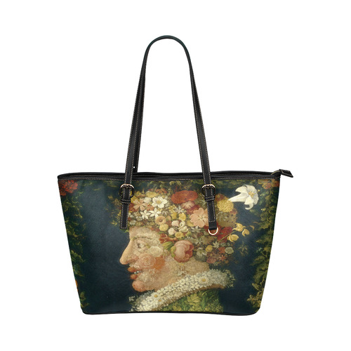 Awesome Painting Spring  from Guiseppe Arcimboldo Leather Tote Bag/Large (Model 1651)