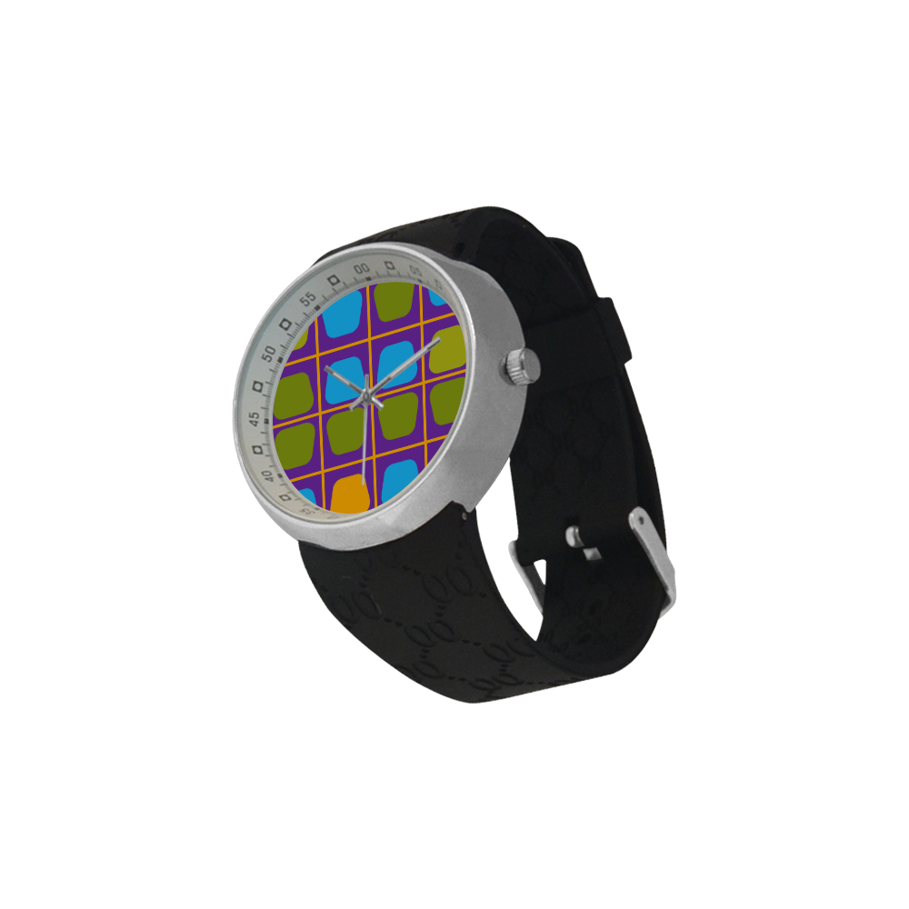 Shapes in squares pattern34 Men's Resin Strap Watch(Model 307)
