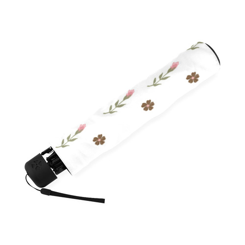 Brown Flowers, Pink Roses, Flower Design, Floral Pattern Foldable Umbrella (Model U01)