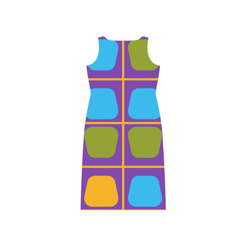 Shapes in squares pattern34 Phaedra Sleeveless Open Fork Long Dress (Model D08)