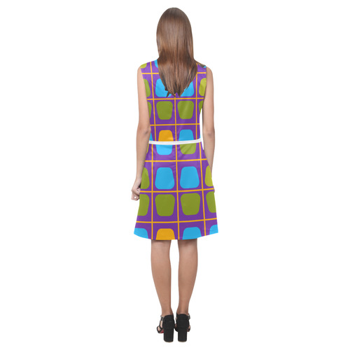 Shapes in squares pattern34 Eos Women's Sleeveless Dress (Model D01)