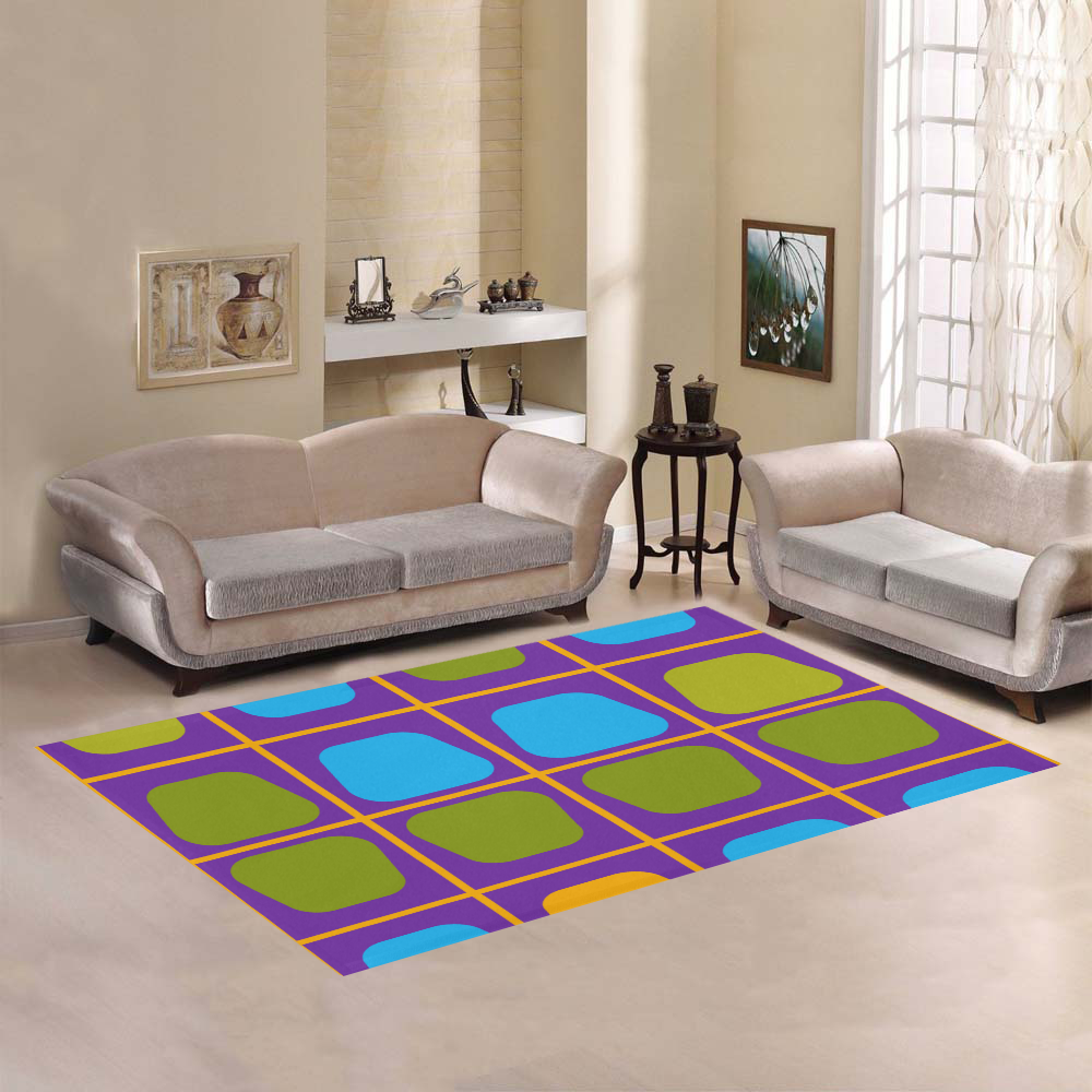 Shapes in squares pattern34 Area Rug7'x5'