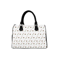 Brown Flowers, Pink Roses, Flower Design, Floral Pattern Boston Handbag (Model 1621)