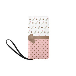Brown Pink Flowers, Floral Pattern, Pink Brown Polka Dots, Brown Bow Women's Clutch Purse (Model 1637)