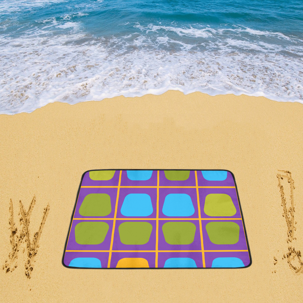 Shapes in squares pattern34 Beach Mat 78"x 60"