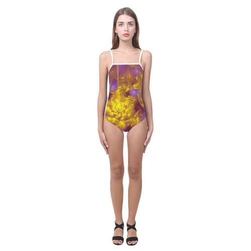PURPLE AND YELLOW Strap Swimsuit ( Model S05)