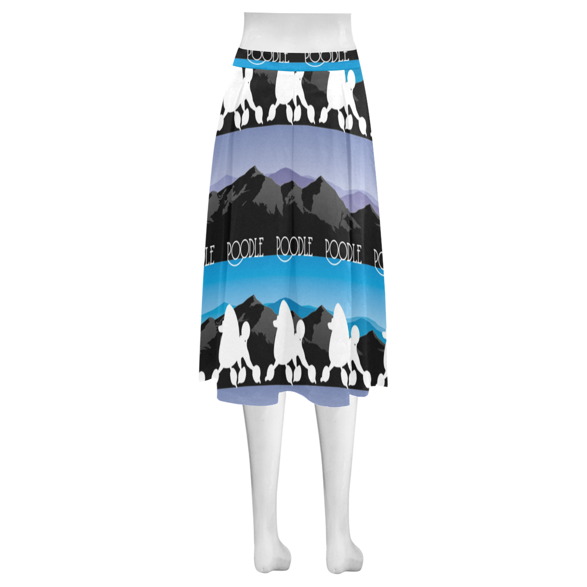 White Poodle Rockin The Rockies Mnemosyne Women's Crepe Skirt (Model D16)
