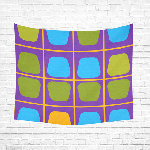 Shapes in squares pattern34 Cotton Linen Wall Tapestry 60"x 51"
