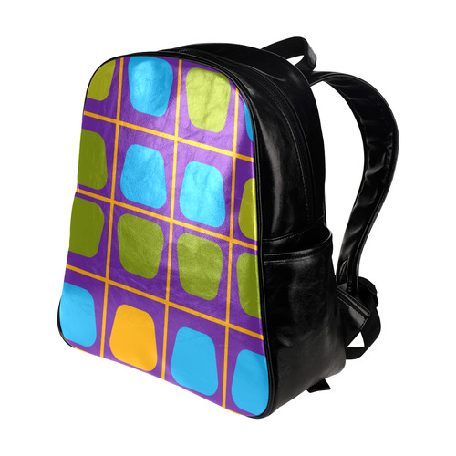 Shapes in squares pattern34 Multi-Pockets Backpack (Model 1636)