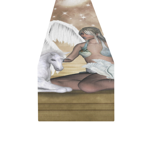 cute foal unicorn with fairy Table Runner 16x72 inch