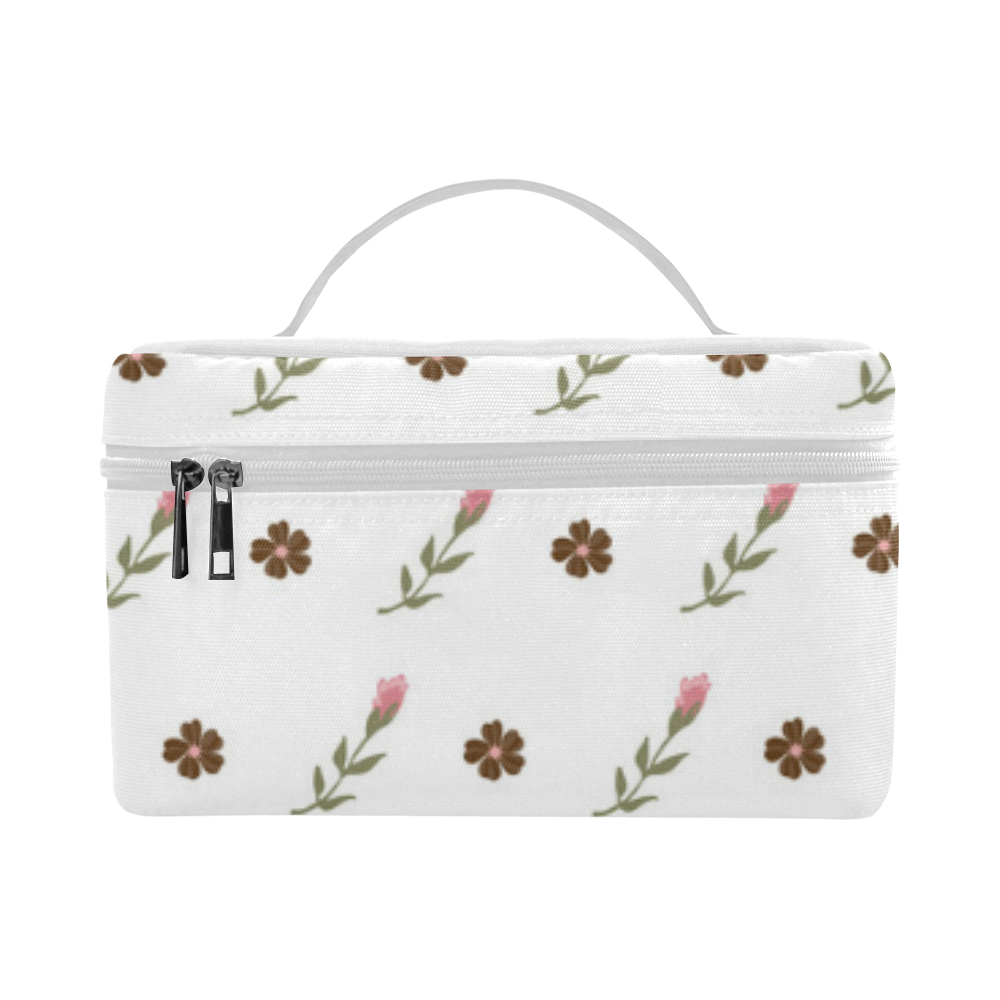 Brown Flowers, Pink Roses, Flower Design, Floral Pattern Cosmetic Bag/Large (Model 1658)