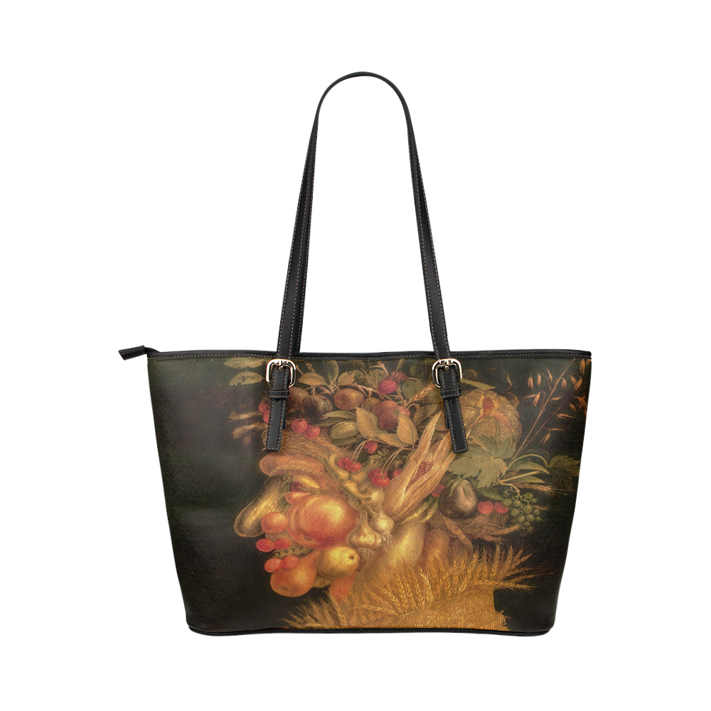 Awesome Painting Summer from Guiseppe Arcimboldo Leather Tote Bag/Large (Model 1651)