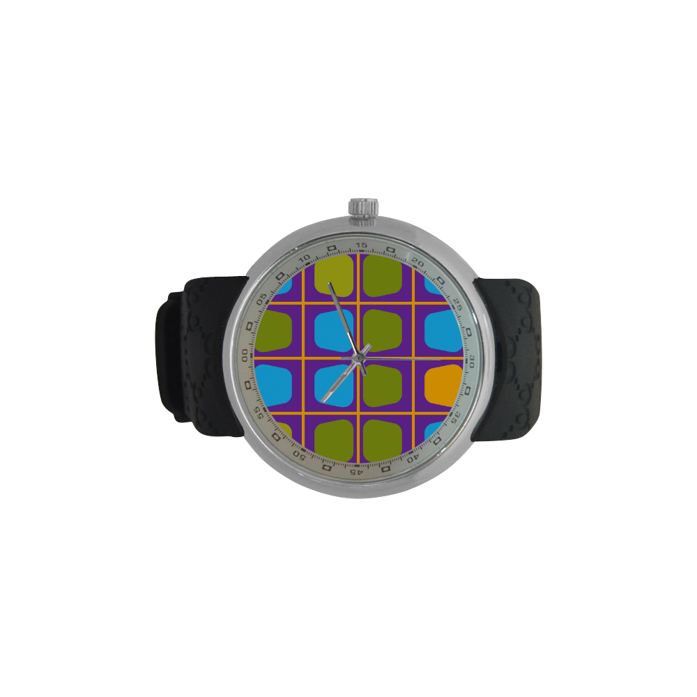 Shapes in squares pattern34 Men's Resin Strap Watch(Model 307)