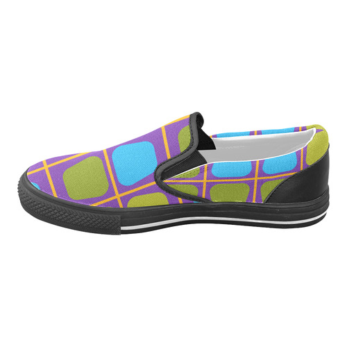 Shapes in squares pattern34 Men's Unusual Slip-on Canvas Shoes (Model 019)