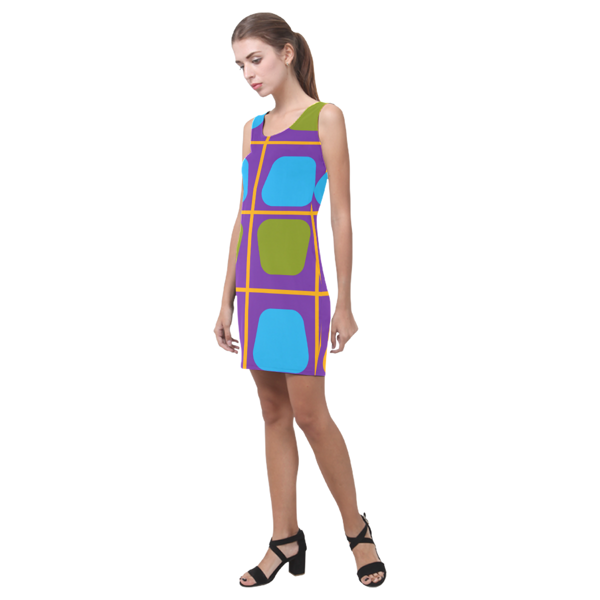 Shapes in squares pattern34 Medea Vest Dress (Model D06)