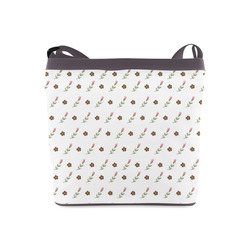 Brown Flowers, Pink Roses, Flower Design, Floral Pattern Crossbody Bags (Model 1613)