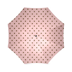 Brown Pink Polka Dots, Vintage Polka Dot Pattern Foldable Umbrella (Model U01)