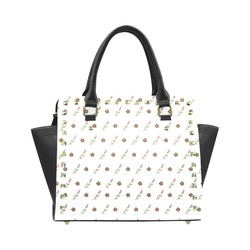 Brown Flowers, Pink Roses, Flower Design, Floral Pattern Rivet Shoulder Handbag (Model 1645)