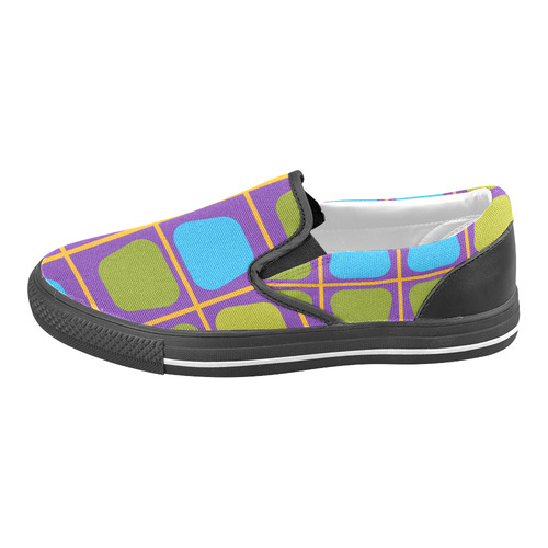 Shapes in squares pattern34 Men's Unusual Slip-on Canvas Shoes (Model 019)