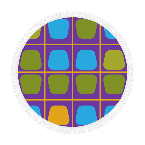 Shapes in squares pattern34 Circular Beach Shawl 59"x 59"