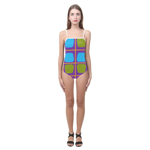 Shapes in squares pattern34 Strap Swimsuit ( Model S05)