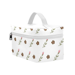 Brown Flowers, Pink Roses, Flower Design, Floral Pattern Cosmetic Bag/Large (Model 1658)