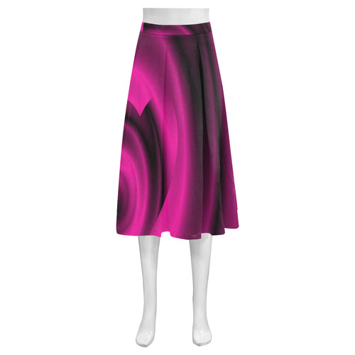 Fuchsia Pink & Purple Swirls Love Heart Mnemosyne Women's Crepe Skirt (Model D16)