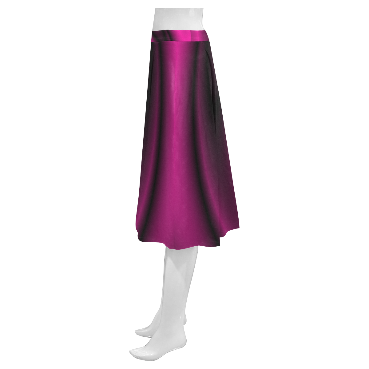Fuchsia Pink & Purple Swirls Love Heart Mnemosyne Women's Crepe Skirt (Model D16)