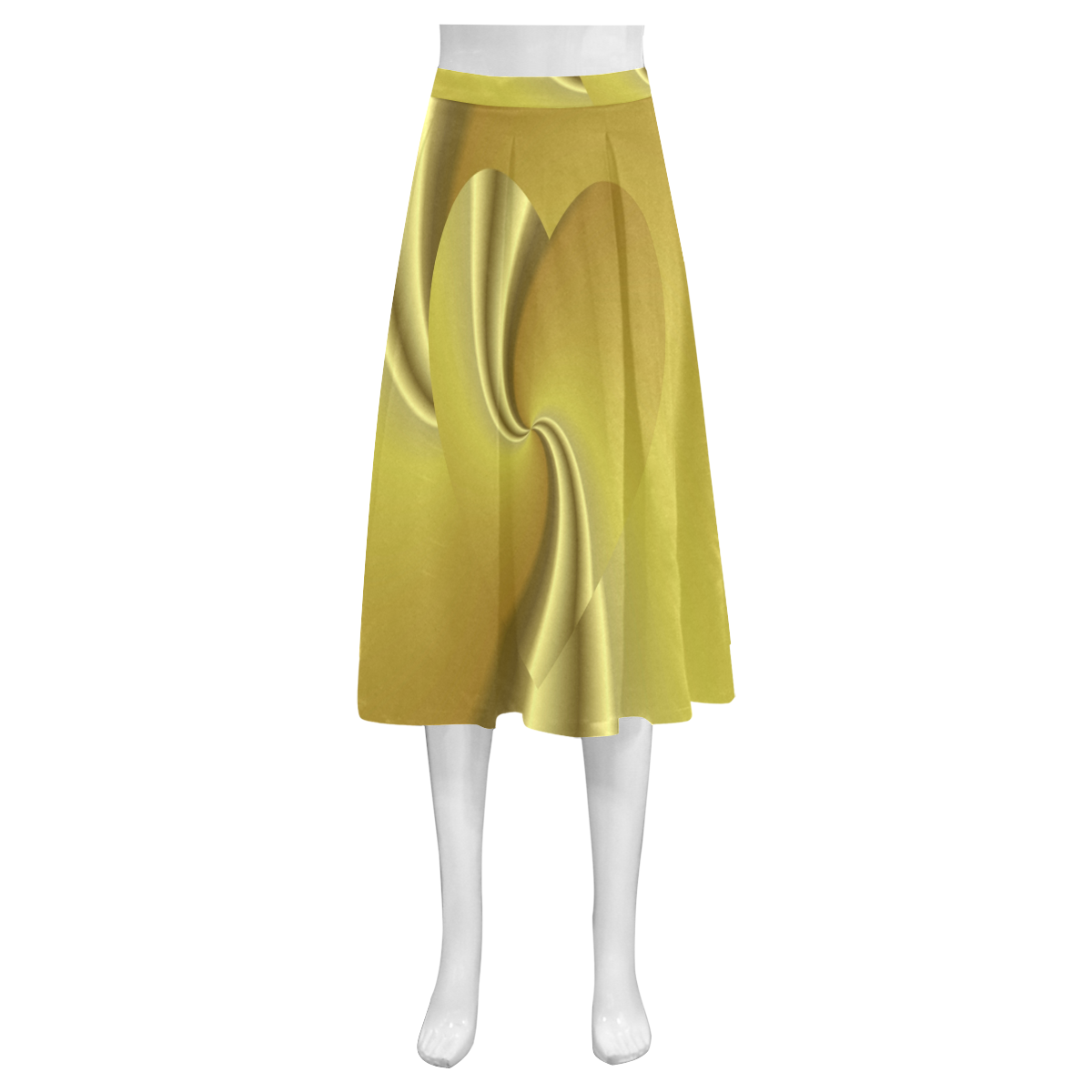 Golden Swirls Love Heart Mnemosyne Women's Crepe Skirt (Model D16)
