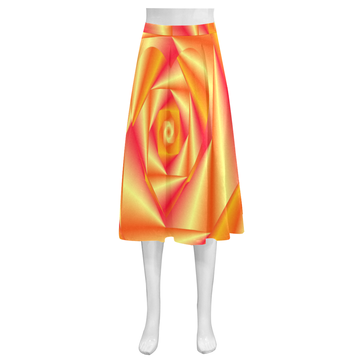 Peach Swirls Love Heart Mnemosyne Women's Crepe Skirt (Model D16)