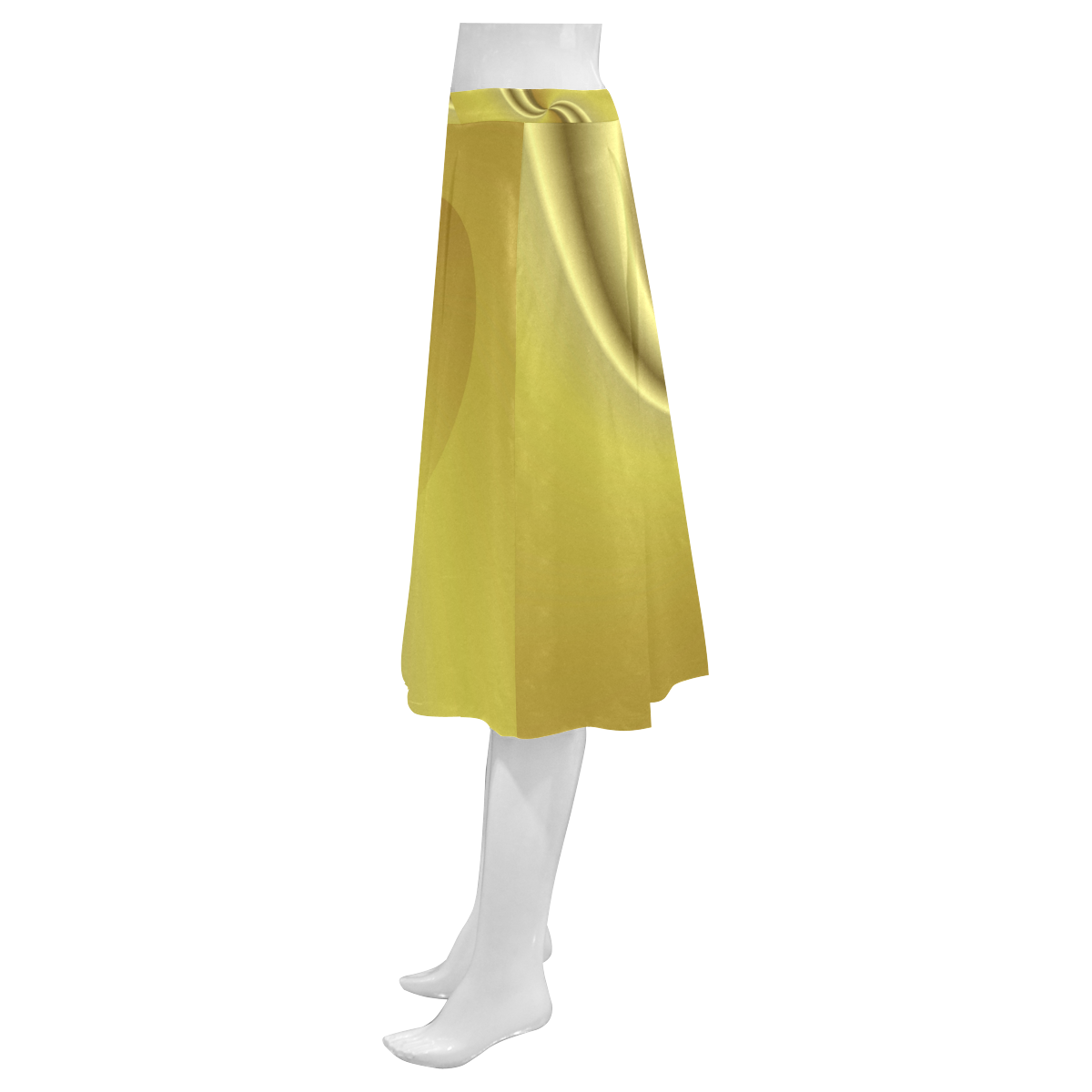 Golden Swirls Love Heart Mnemosyne Women's Crepe Skirt (Model D16)