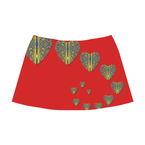 Peacock Feathers  Love Hearts Trail Mnemosyne Women's Crepe Skirt (Model D16)