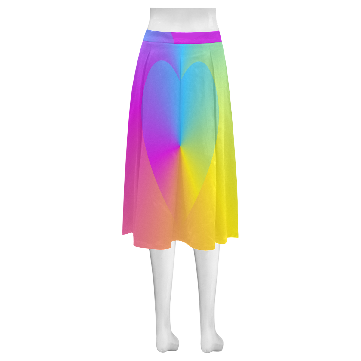 Pastel Rainbow Love Heart Mnemosyne Women's Crepe Skirt (Model D16)