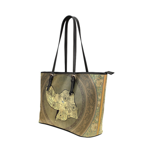 Mandala of cute elephant Leather Tote Bag/Large (Model 1651)