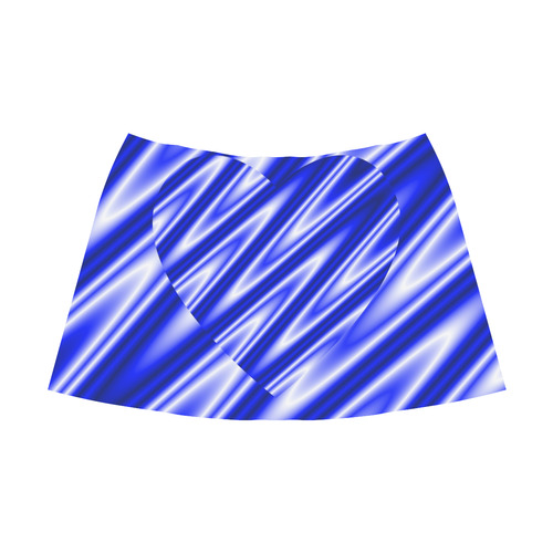Blue Zig Zags Love Heart Mnemosyne Women's Crepe Skirt (Model D16)