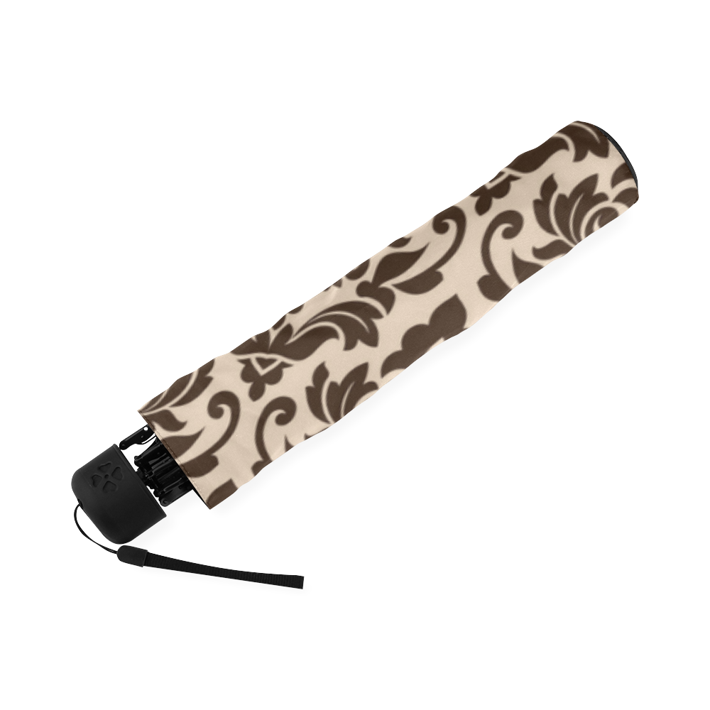 Brown Damask, Black White Stripes, Gemstones Foldable Umbrella (Model U01)