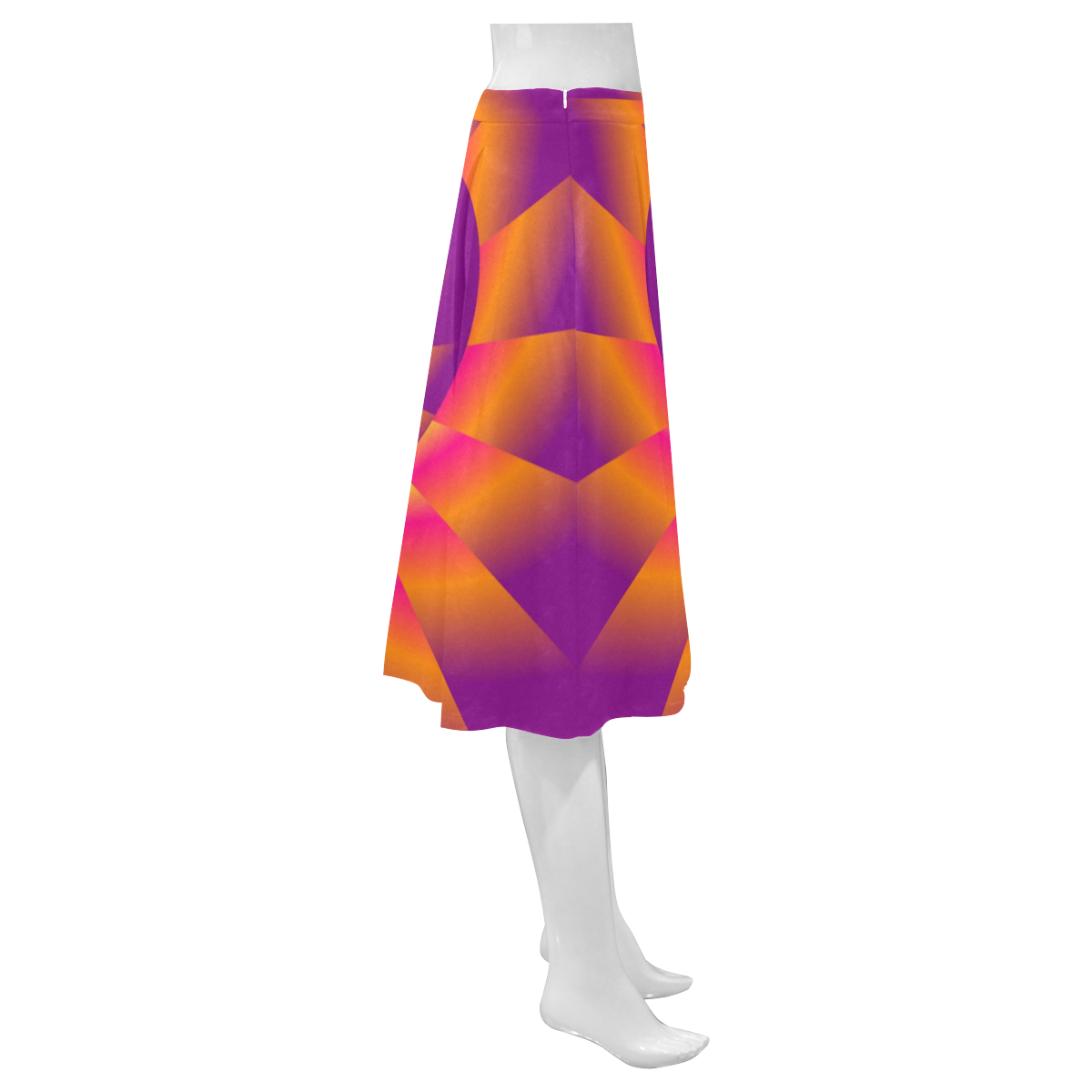 Orange Beams on Purple Love Heart Mnemosyne Women's Crepe Skirt (Model D16)