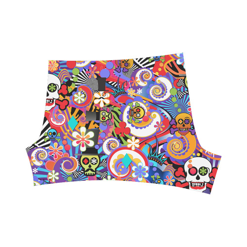 Fun Sugar Skull Colorful Print Shorts by Juleez Briseis Skinny Shorts (Model L04)