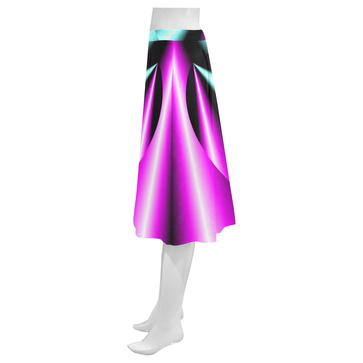 Pink & Turquoise Laser Beams Love Heart Mnemosyne Women's Crepe Skirt (Model D16)