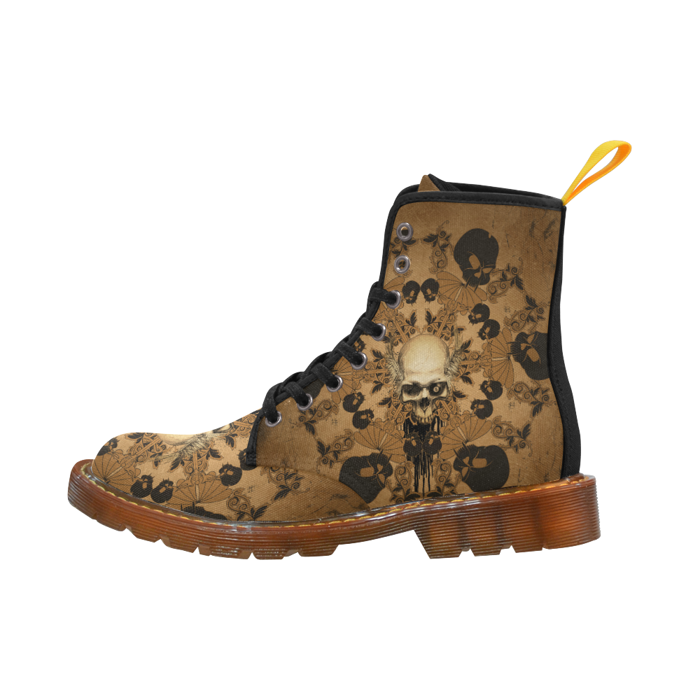 Skull with skull mandala on the background Martin Boots For Women Model 1203H