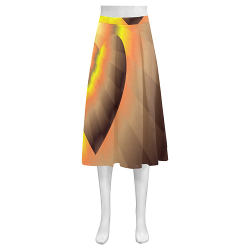 Autumn Sunset Rays Love Heart Mnemosyne Women's Crepe Skirt (Model D16)