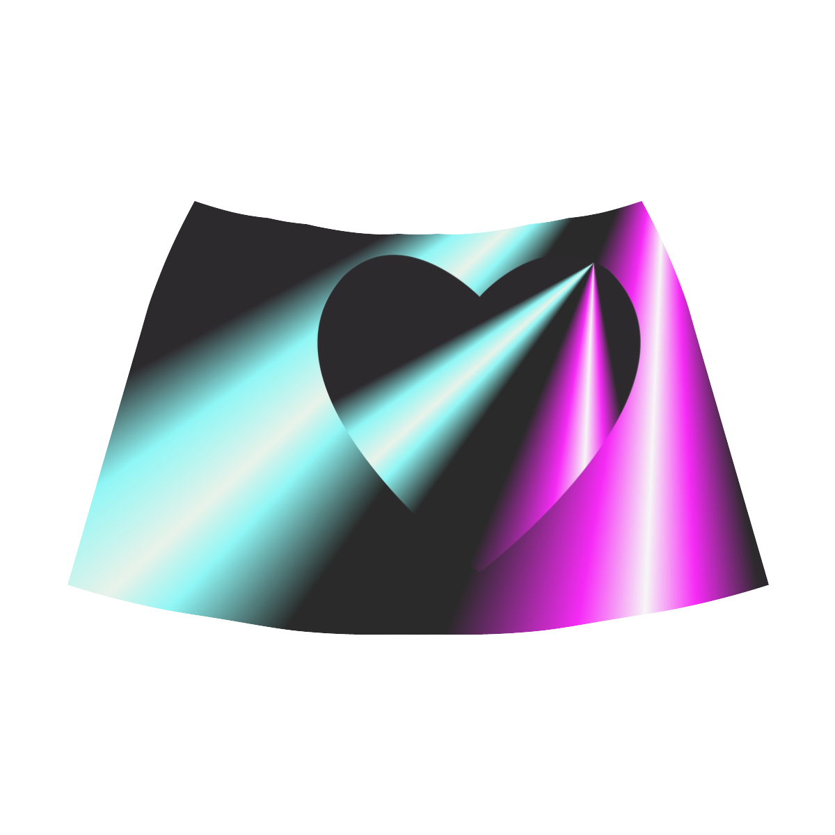 Pink & Turquoise Laser Beams Love Heart Mnemosyne Women's Crepe Skirt (Model D16)