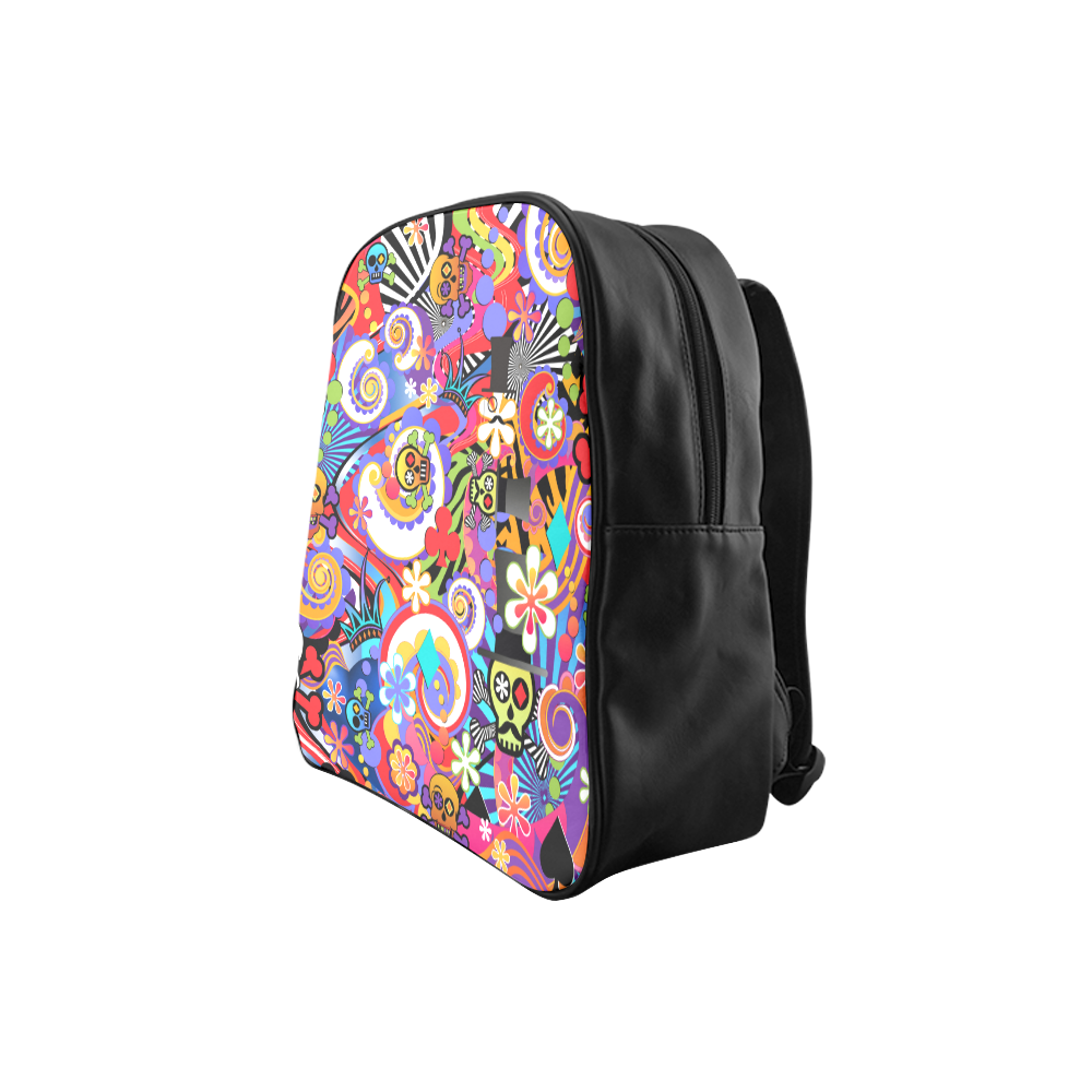 Colorful Sugar Skull Print Backpack by Juleez School Backpack (Model 1601)(Small)