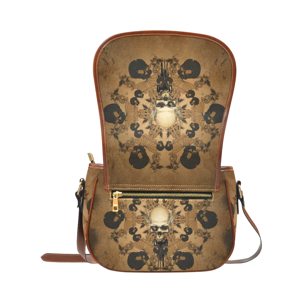 Skull with skull mandala on the background Saddle Bag/Small (Model 1649) Full Customization