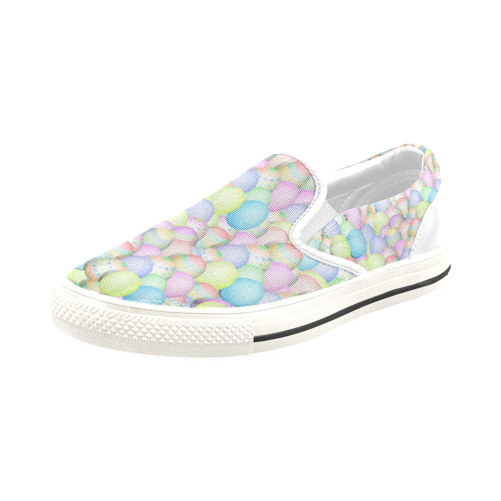 Pastel Colored Easter Eggs Slip-on Canvas Shoes for Kid (Model 019)